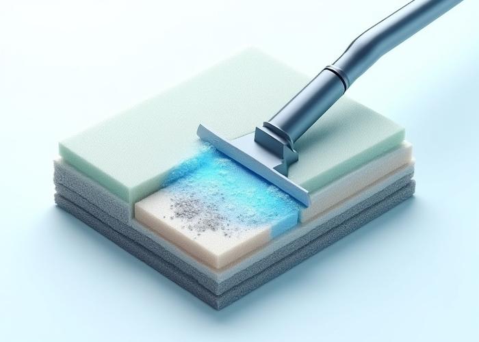 Animated diagram showing hot water extraction cleaning process