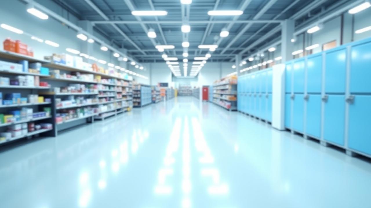 Diverse commercial spaces showing cleanliness: a retail aisle, a clean warehouse, a school hallway