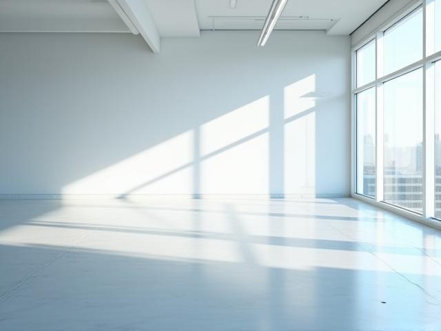 Cleaned large new construction site with shiny floors and removed debris